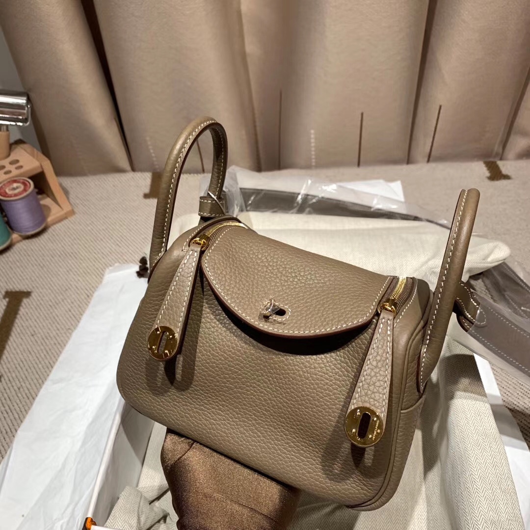 에르메스 미니 린디백19 그리스메이어 금장 끌레망스 가죽